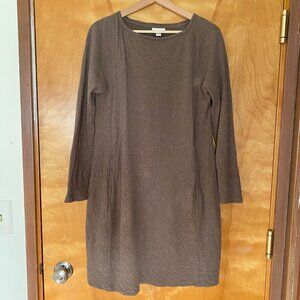 J Jill Pure Jill 100% Cotton Sweater Dress Long Sleeve Women's XS Brown Midi
